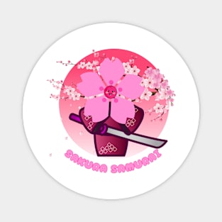 Kawaii sakura samurai cute cherry blossom Magnet